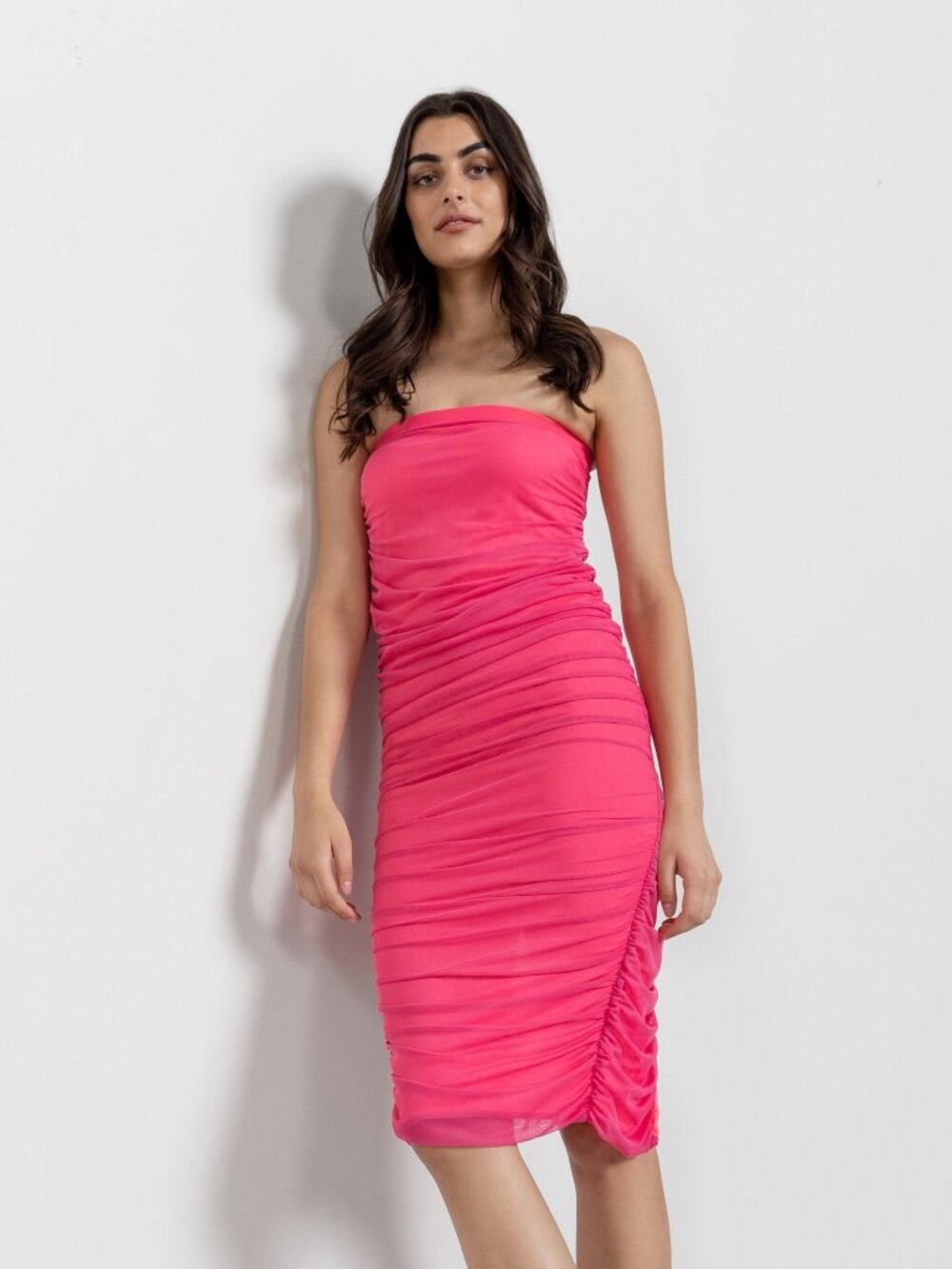 Y2K 2000'S PINK Dress Club Tube Mesh Vintage Small / Xs